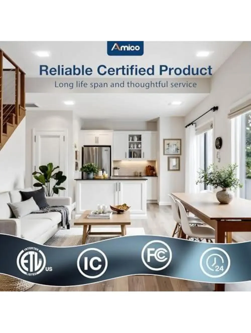 6 Pack 6 Inch 5CCT Ultra-Thin Square LED Recessed Ceiling Light